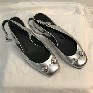 Silver Gucci Block Heel Slingback